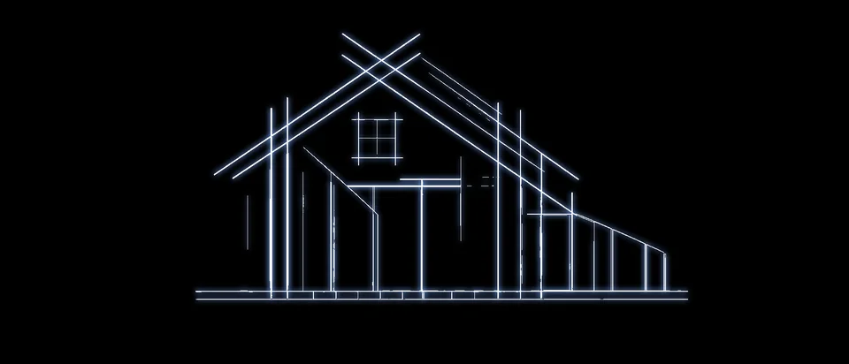 White architectural sketch of the Chronicle House frame